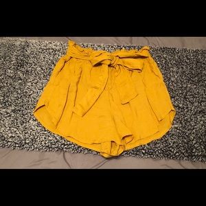 Mustard Linen Shorts